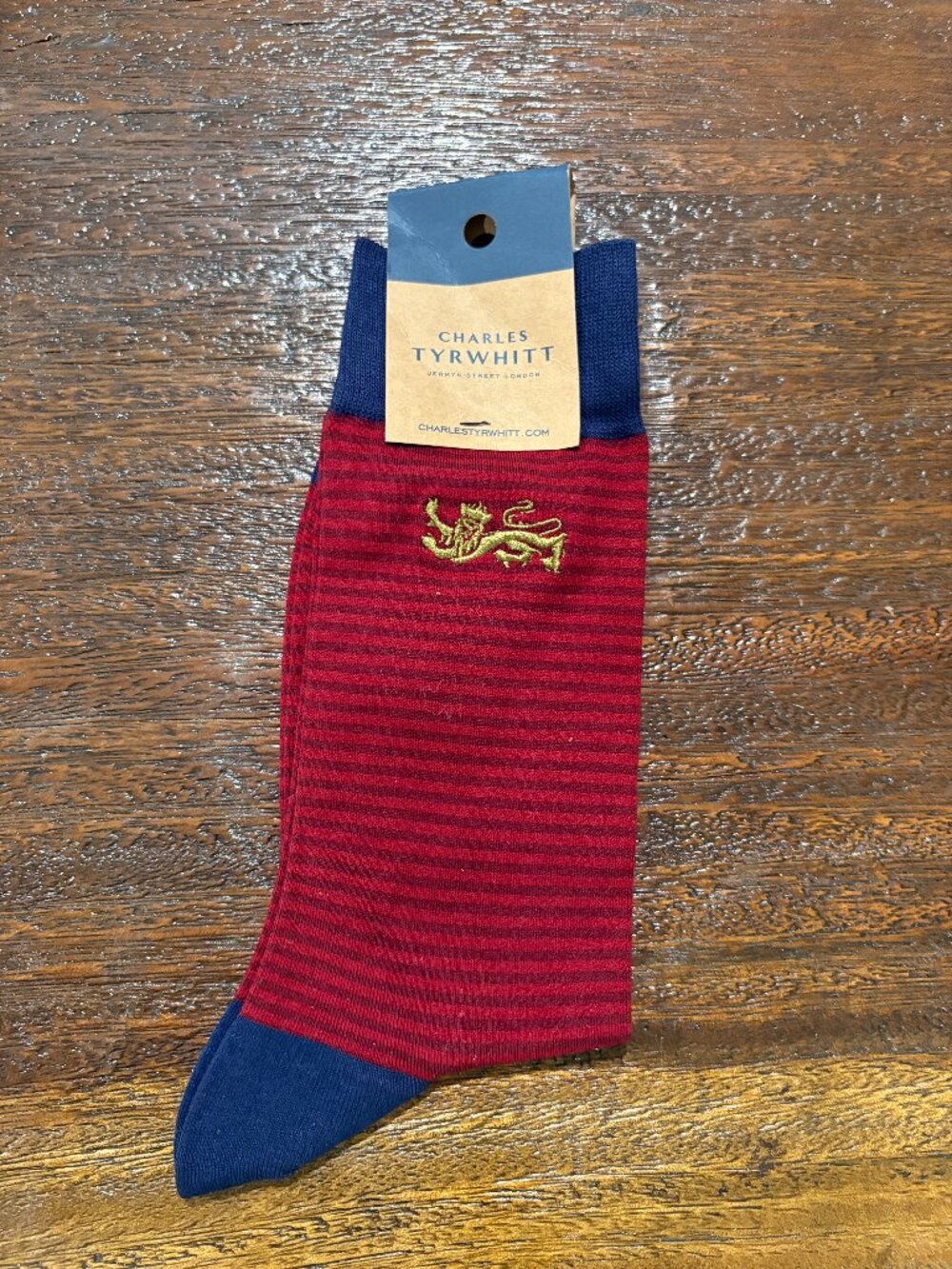 Charles Tyrwhitt Red Navy The Lions Men's Dress Socks  sz M 6-10  NWT NEW